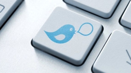 Twitter logo on keyboard
