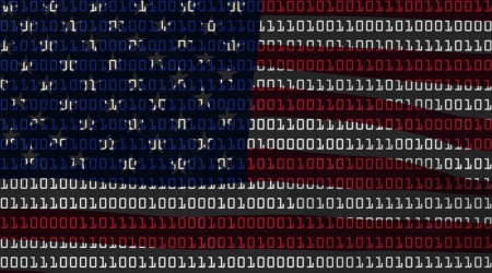 US flag made out of binary digits