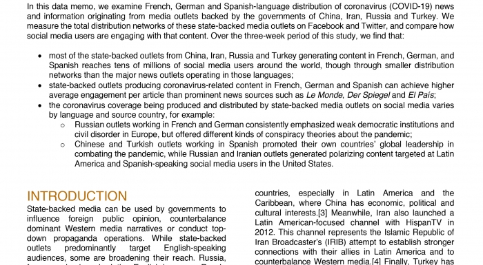 Demtech Covid 19 News And Information From State Backed Outlets Targeting French German And Spanish Speaking Social Media Users